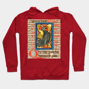 WEIRD MEDIEVAL BESTIARY,BLACK ROOSTER SINGING ,ANTIQUE TYPOGRAPHY Hoodie